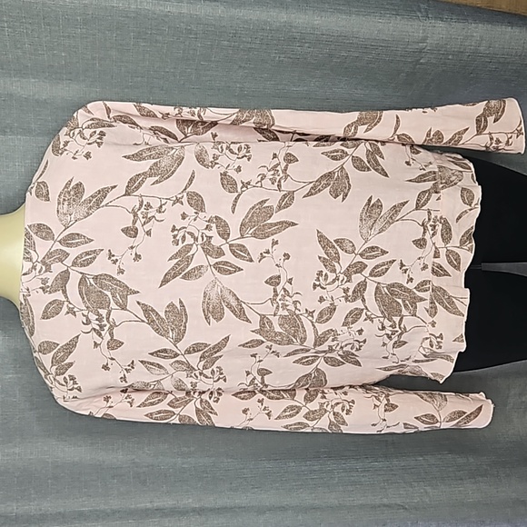 HOT COTTON PINK LINEN LS TOP BY MARC WARE - Picture 4 of 8